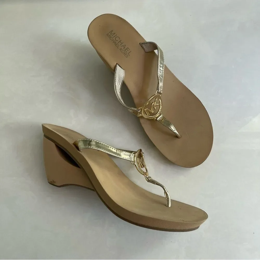Michael Kors Metallic Gold Wedge Sandals